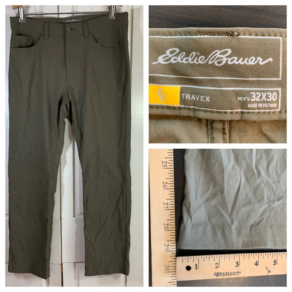 Eddie Bauer‎ Travex Mens 32x30 Hiking Pants Olive Green Nylon Stretch 13907903